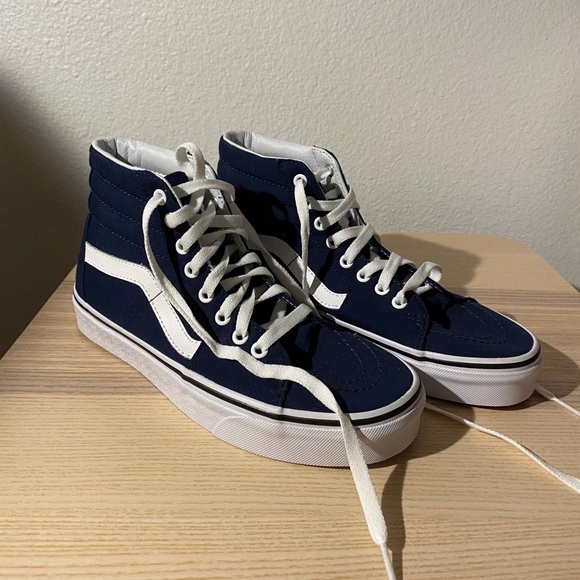 dark blue high top vans
